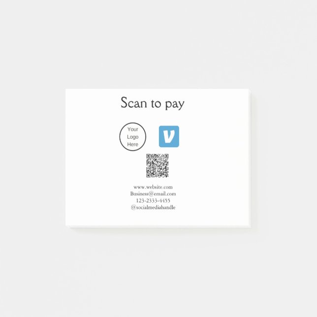 Bloco De Notas Varredura de código Q R para pagar adicionar logot (Frente)