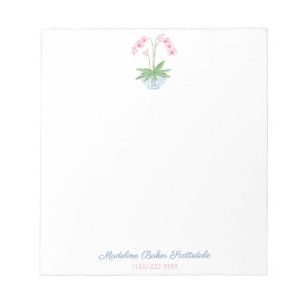 Bloco De Notas Vaso Clássico de Senhora com Orquídea Rosa em Jarr