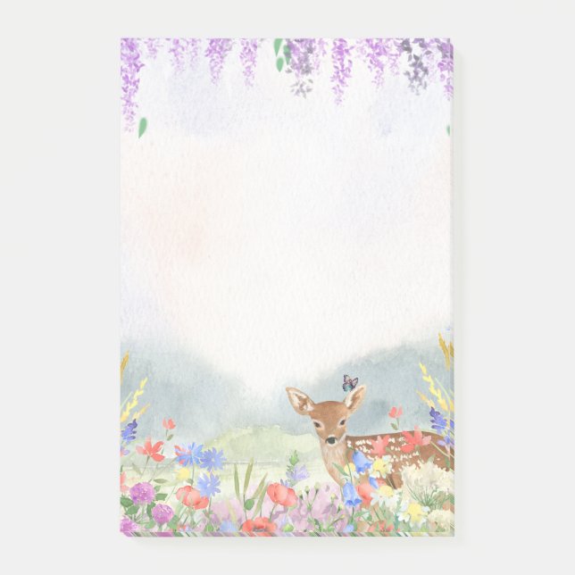 Bloco De Notas Veado, Borboleta, Lilacs E Flores De Mola (Frente)