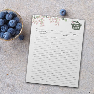 Bloco De Notas Vegan Culinário Recebe Notepad Elegante