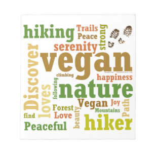 Bloco De Notas Vegan Hiker Caminhando Nuvem de Palavras