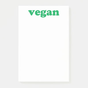 Bloco De Notas "Vegan", letras verdes, fundo branco