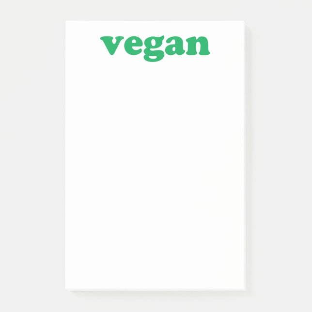 Bloco De Notas "Vegan", letras verdes, fundo branco (Frente)
