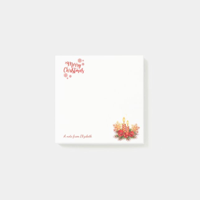Bloco De Notas Velas de Natal, Bolas, Flocos de Neve Personalizad (Frente)