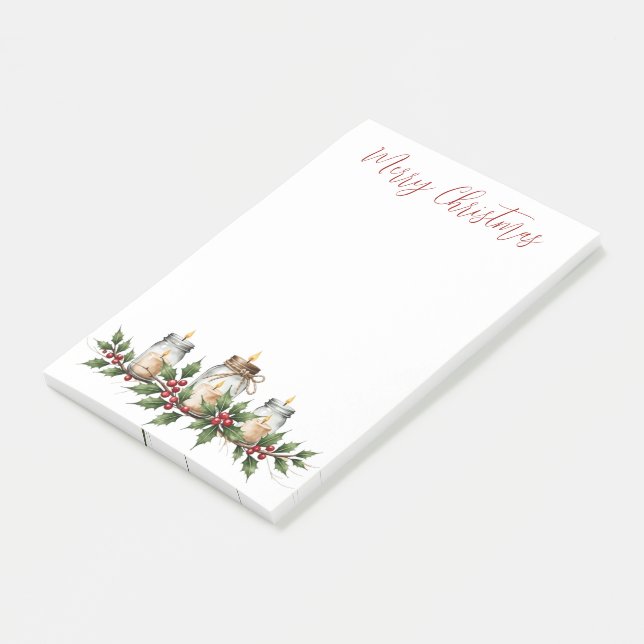 Bloco De Notas Velas de Natal Envolvidas em Cordel com Azevinho  (Inclinado)