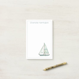 Bloco De Notas Veleiro em Aquarela Azul Costeira Personalizado