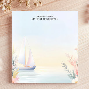 Bloco De Notas Velero Tranquilo Aquarela Floral Personalizado