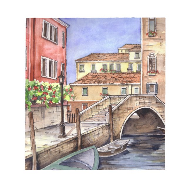 Bloco De Notas Veneza - Caneta e Wash Watercolor (Frente)