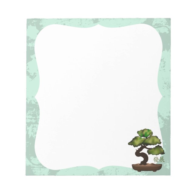 Bloco De Notas Verde Bonsai grunge "Crescimento" (Frente)