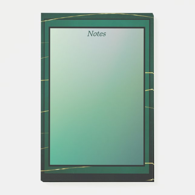 Bloco De Notas Verde Chic Moderno Elegante E Dourado (Frente)