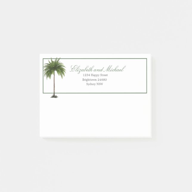 Bloco De Notas Verde-Chic Moderno Elegante Palm Tree (Frente)