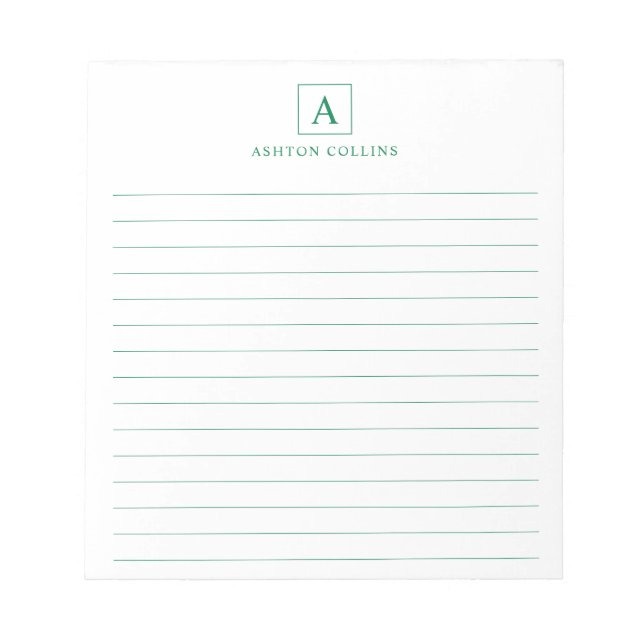 Bloco de notas verde da floresta minimalista (Frente)