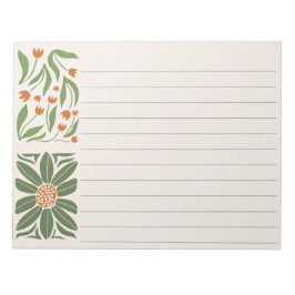 Bloco De Notas Verde floral bonito e moderno rosa