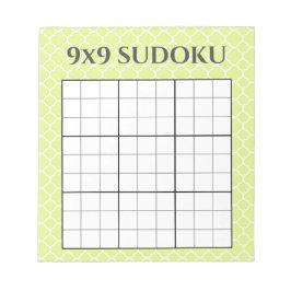 Bloco De Notas Verde limão Geométrico 9x9 Sudoku Grid