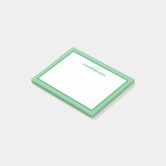 Bloco De Notas Verde Mínimo de Nome Monograma Personalizado