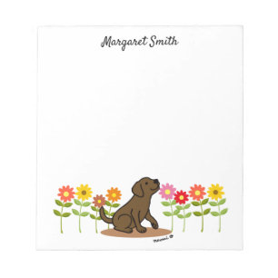 Bloco De Notas Verde personalizado e flores de Labrador do