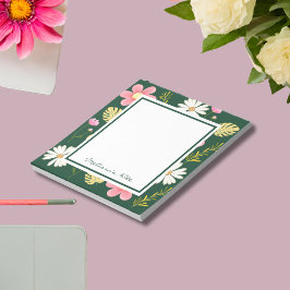 Bloco De Notas Verde-Rosa Elegante