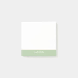 Bloco De Notas verde sage sólido personalizado marrom natural lin