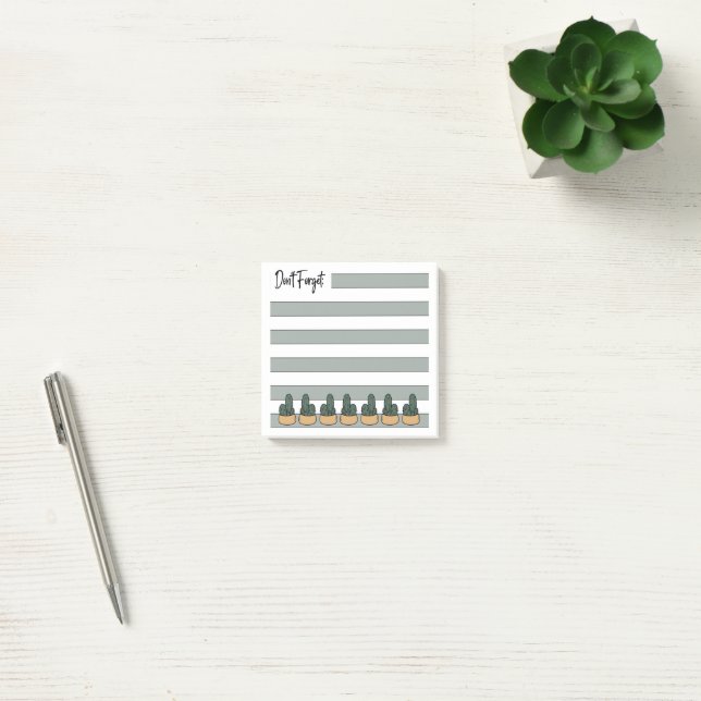 Bloco De Notas Verde Salvia | Linha | Cacto em vaso - (Escritótio)