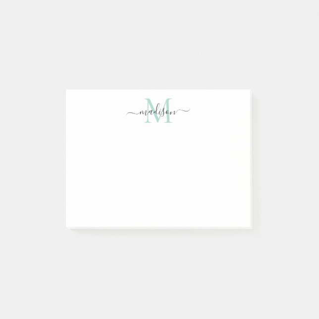 Bloco De Notas Verde Verde-Teal Bastante Moderno-Chic Girly Scrip (Frente)