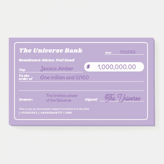 Bloco De Notas Verificação de Manifestação de Dinheiro Roxo (Frente)