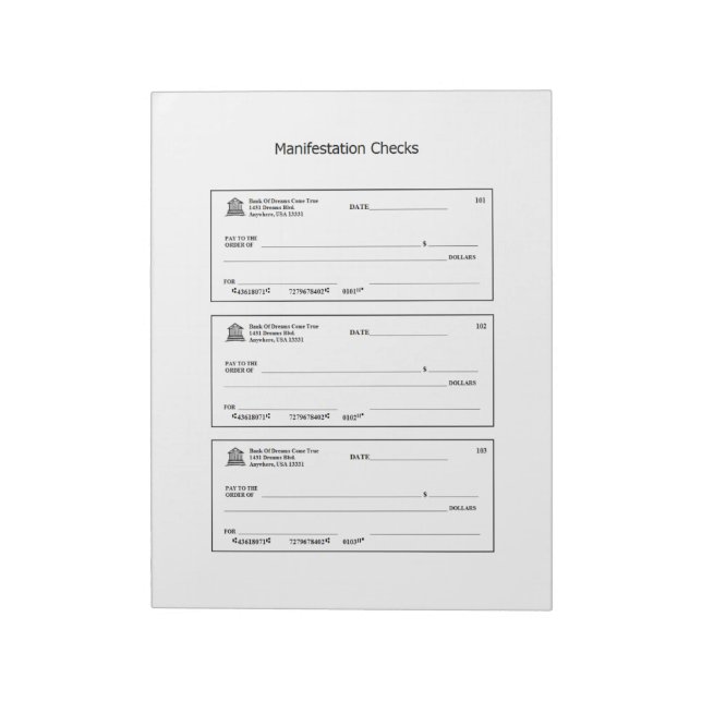 Bloco De Notas Verificações de Vazio de Dinheiro (Invertido)