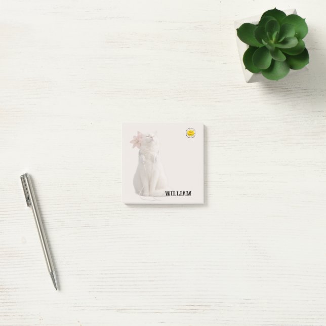 Bloco De Notas VERIFIQUE MEO White Cat com Fones de Ouvido – Pers (Escritótio)