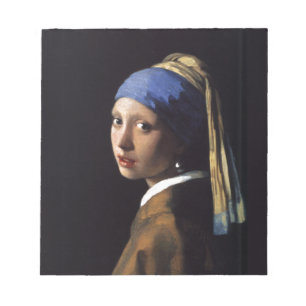 Bloco De Notas Vermeer Girl Pearl Enarrando pintura de arte