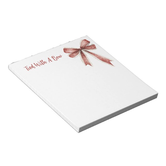 Bloco De Notas Vermelho Branco Amarrado Com Um Laço (Inclinado)