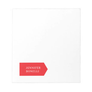Bloco De Notas Vermelho branco minimalista moderno simples tendên