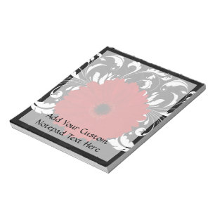 Bloco De Notas Vermelho brilhante Gerbera Daisy em preto