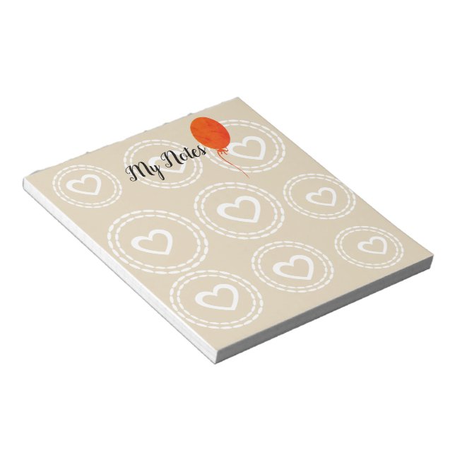 Bloco de Notas Vermelho Cinto e Corações (Inclinado)