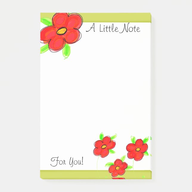 Bloco De Notas Vermelho e Amarelo Flor (Frente)