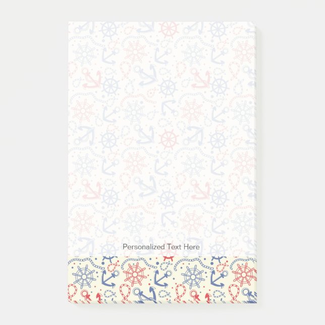 Bloco De Notas Vermelho e fundo do marinho com âncora (Frente)