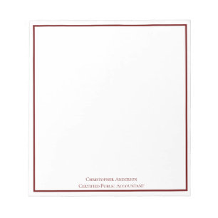 Bloco De Notas Vermelho Escuro Branco Personalizado Profissional