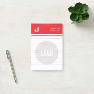 Bloco De Notas Vermelho Minimalista Simples Limpo de Nome e Logot