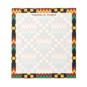 Bloco De Notas Vermelho Monograma Preto Amarelo Kwanzaa Kente Clo