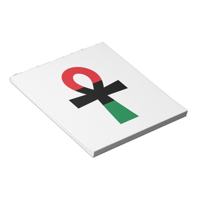 Bloco De Notas Vermelho, Preto & Verde Ankh (Inclinado)