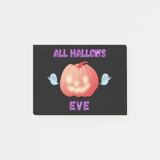 Bloco De Notas Véspera de Todos os Santos Abóbora e Fantasmas do  (Frente)