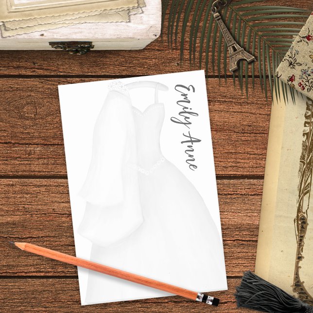 Bloco De Notas Vestido de Casamento da Noiva da Na moda Minimalis (Criador carregado)