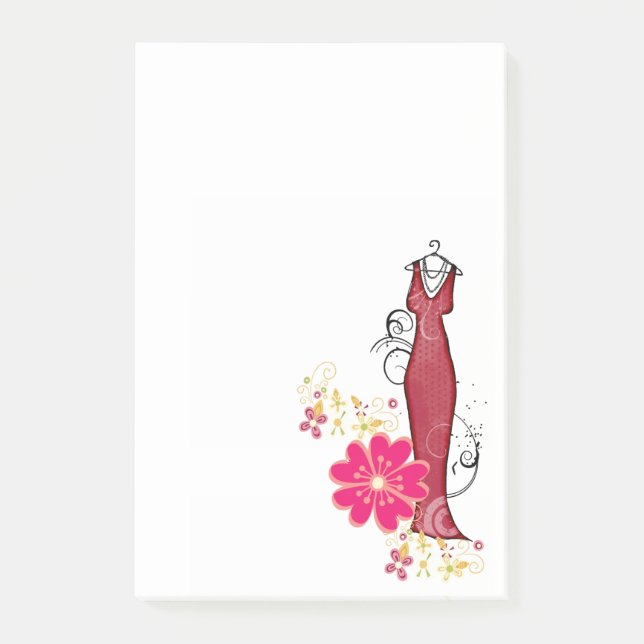 Bloco De Notas Vestido Vermelho Notas Florais Fabricante de Vesti (Frente)