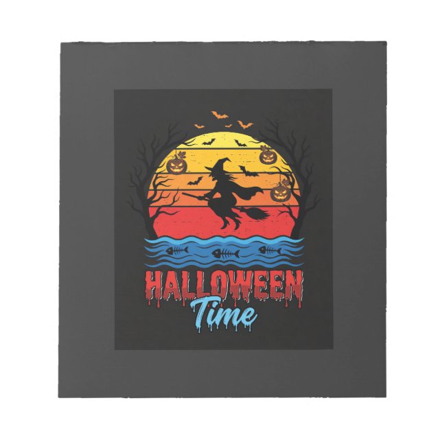 Bloco De Notas Vetor de Bruxa de Pôr do Sol de Halloween (Frente)