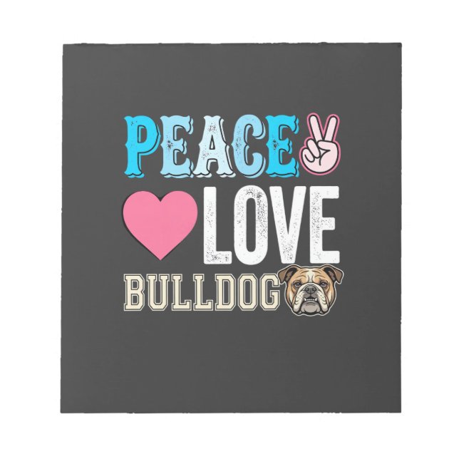 Bloco De Notas Vetor de Bulldog de Paz e Amor (Frente)