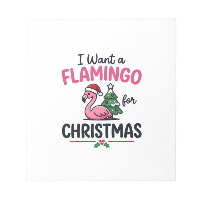 Bloco De Notas Vetor de Citação de Natal de Flamingo (Frente)