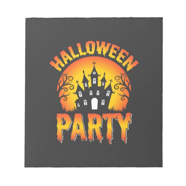 Bloco De Notas Vetor de Festa de Casa Assombrada de Halloween (Frente)
