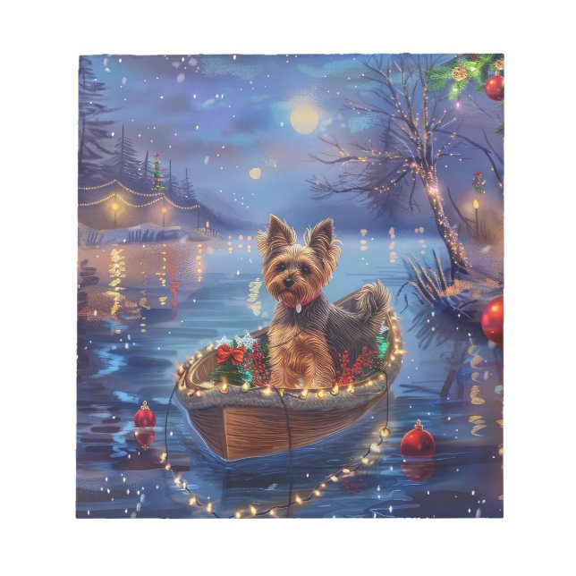 Bloco De Notas Viagem Festiva de Natal do Biewer Terrier (Frente)