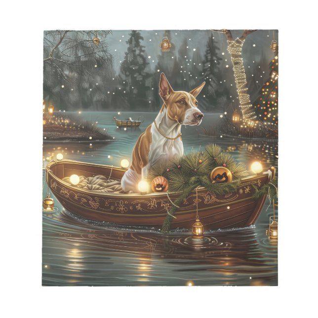 Bloco De Notas Viagem Festiva de Natal do Bull Terrier (Frente)
