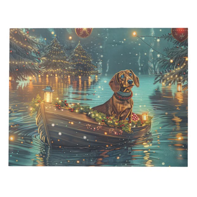 Bloco De Notas Viagem Festiva de Natal do Dachshund (Frente)