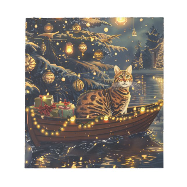 Bloco De Notas Viagem Festiva de Natal do Gato Bengal (Frente)