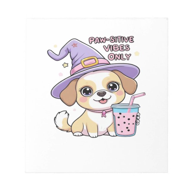 Bloco De Notas Vibrações Positivas Apenas Cachorro Fofo Com Hal D (Frente)